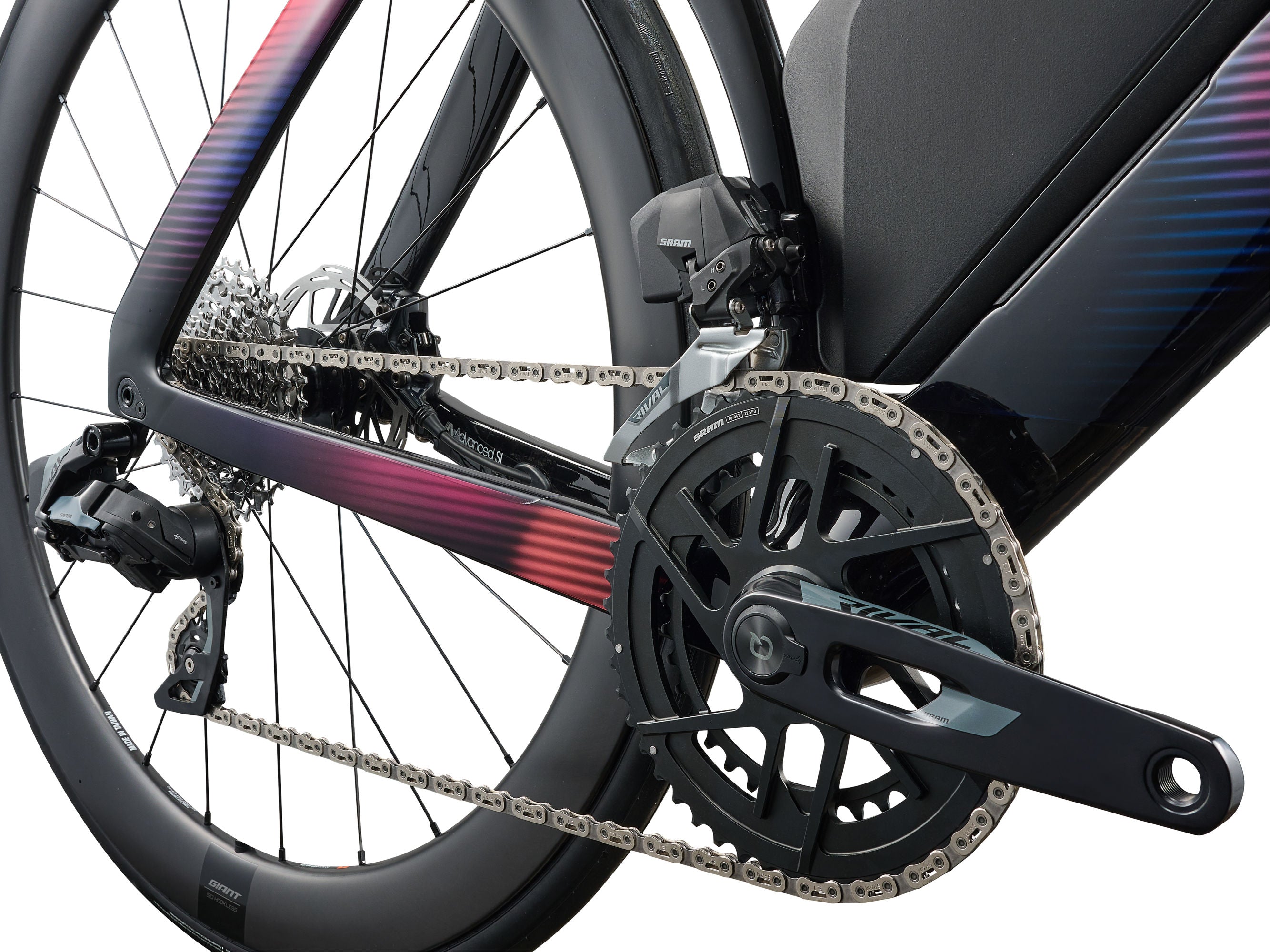 close up view of a bicycle's drivetrain.