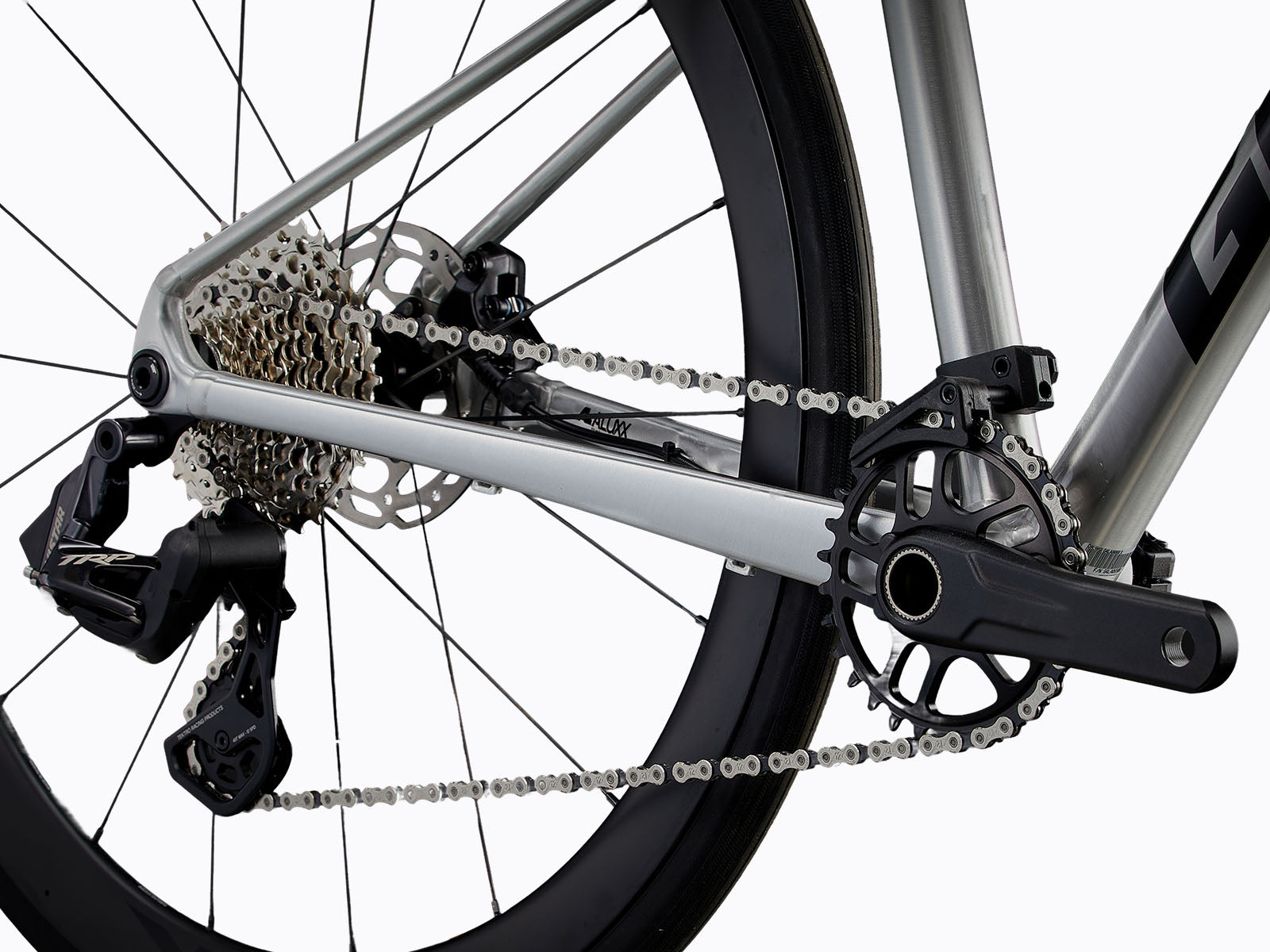 close up view of a bicycle's drivetrain.