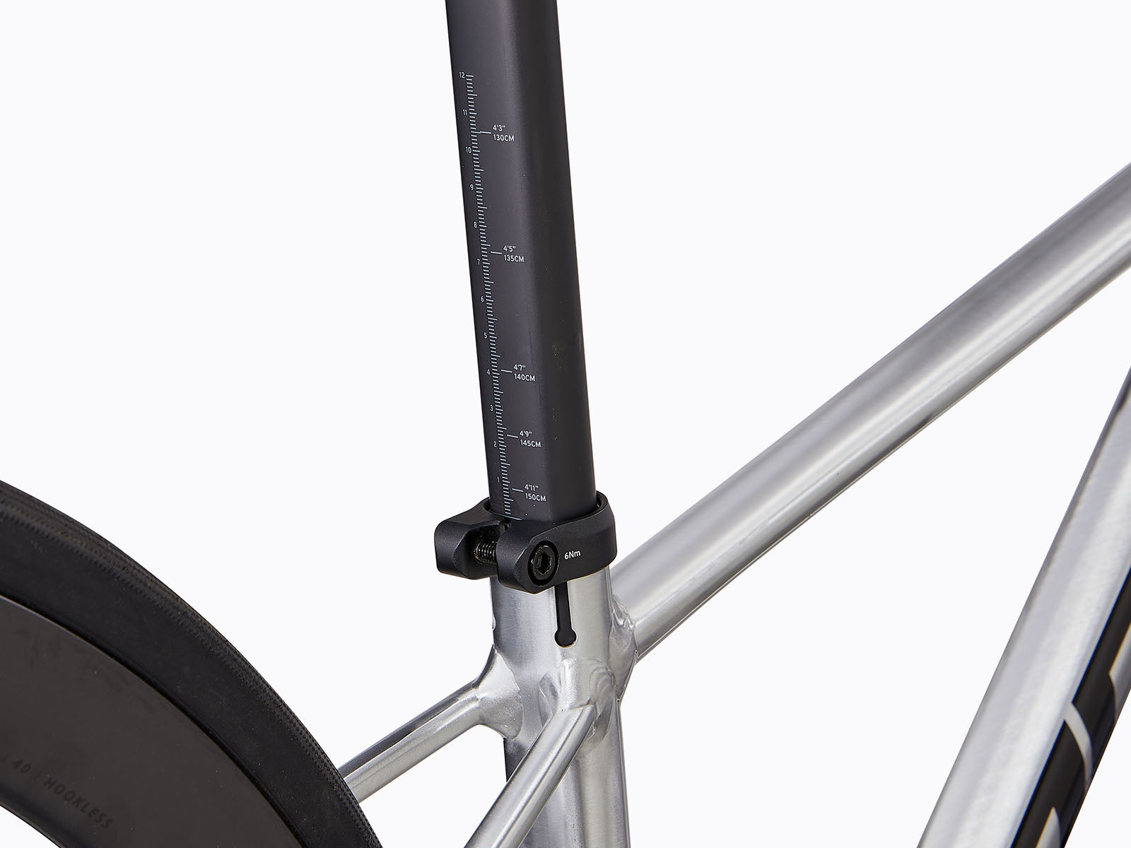 close up view of a bicycle's seat post.