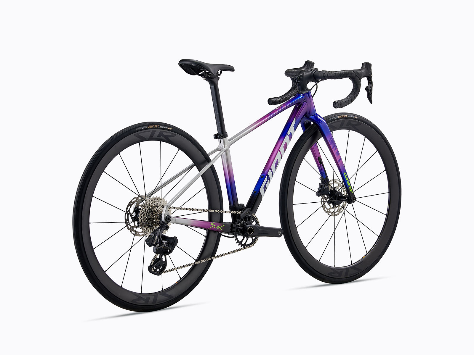 Back view of MY26Seek1 Giant Color C Purple Storm Road bike.