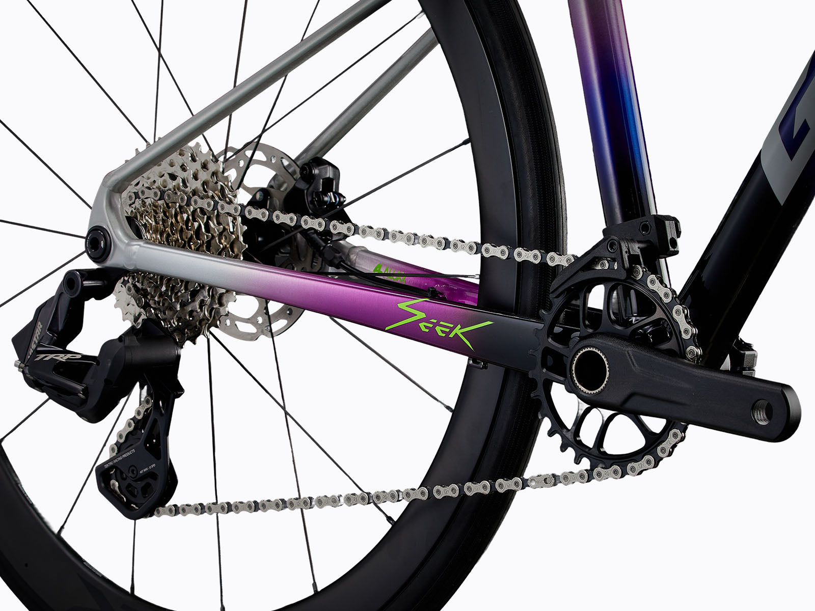 close up view of a bicycle's drivetrain.
