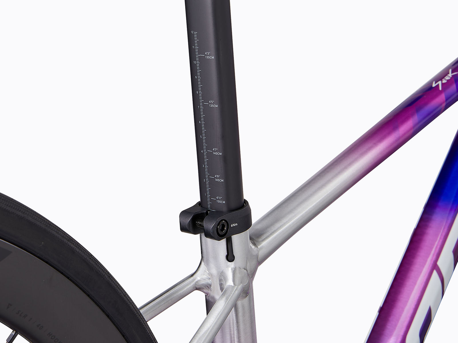 close up view of a bicycle's seat post.