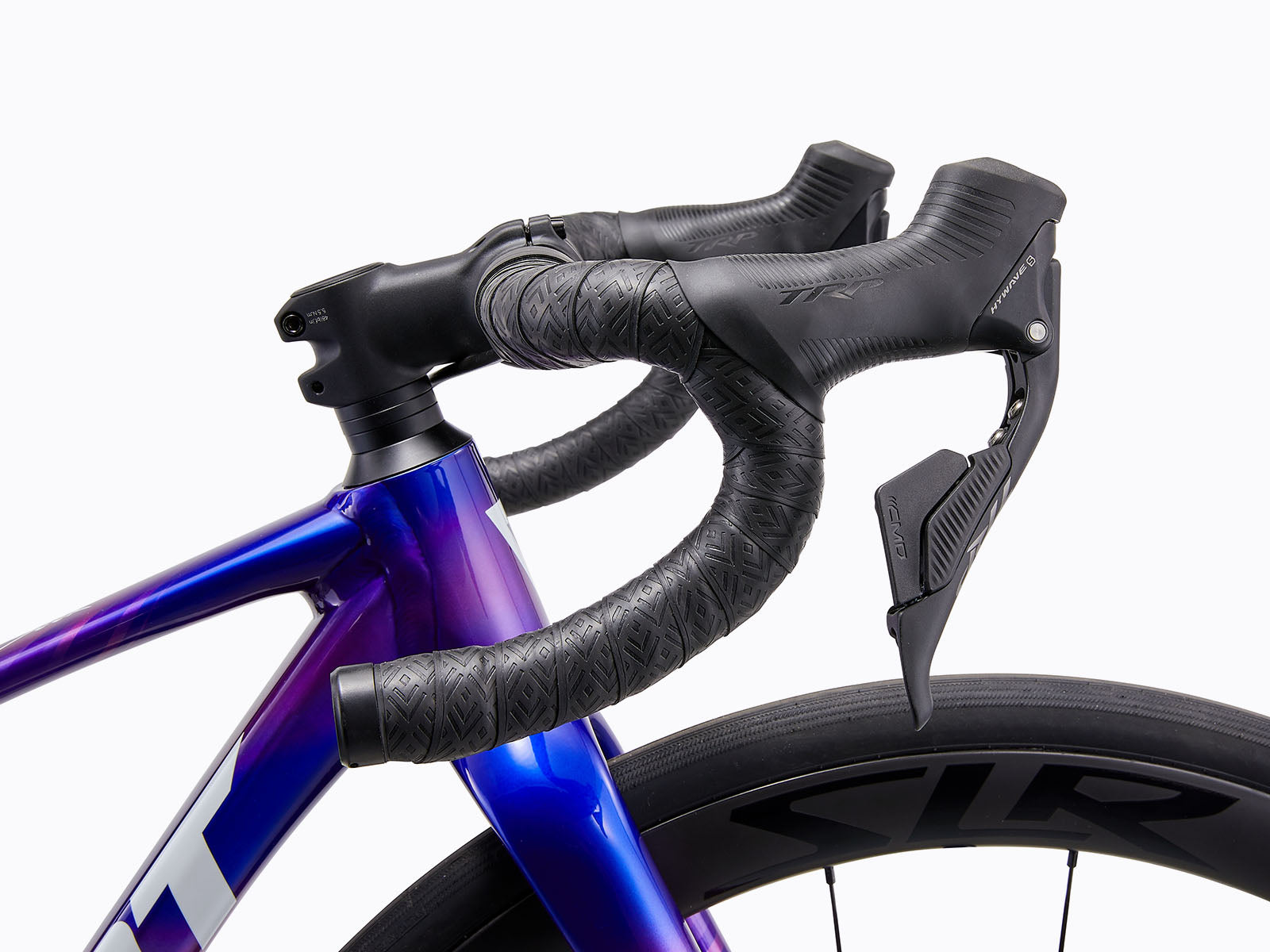 side view of a bicycle's stem,handlebars and shift levers.