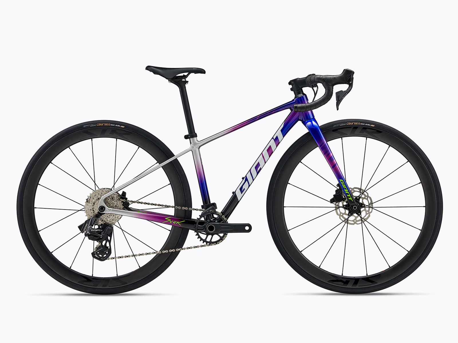 Back view of MY26Seek1 Giant Color C Purple Storm Road bike.