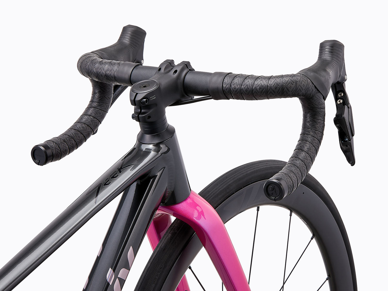 side view of a bicycle's stem and handlebars.