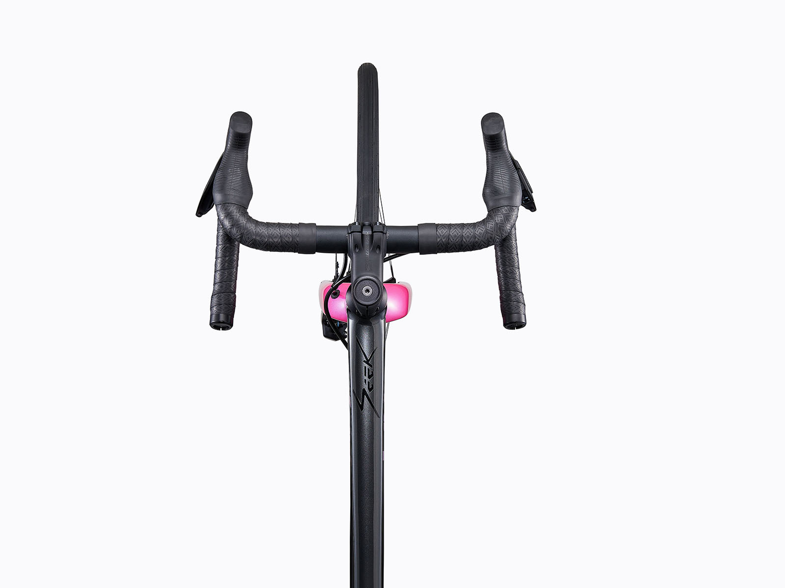 top down view of a bicycle's stem and handlebars.