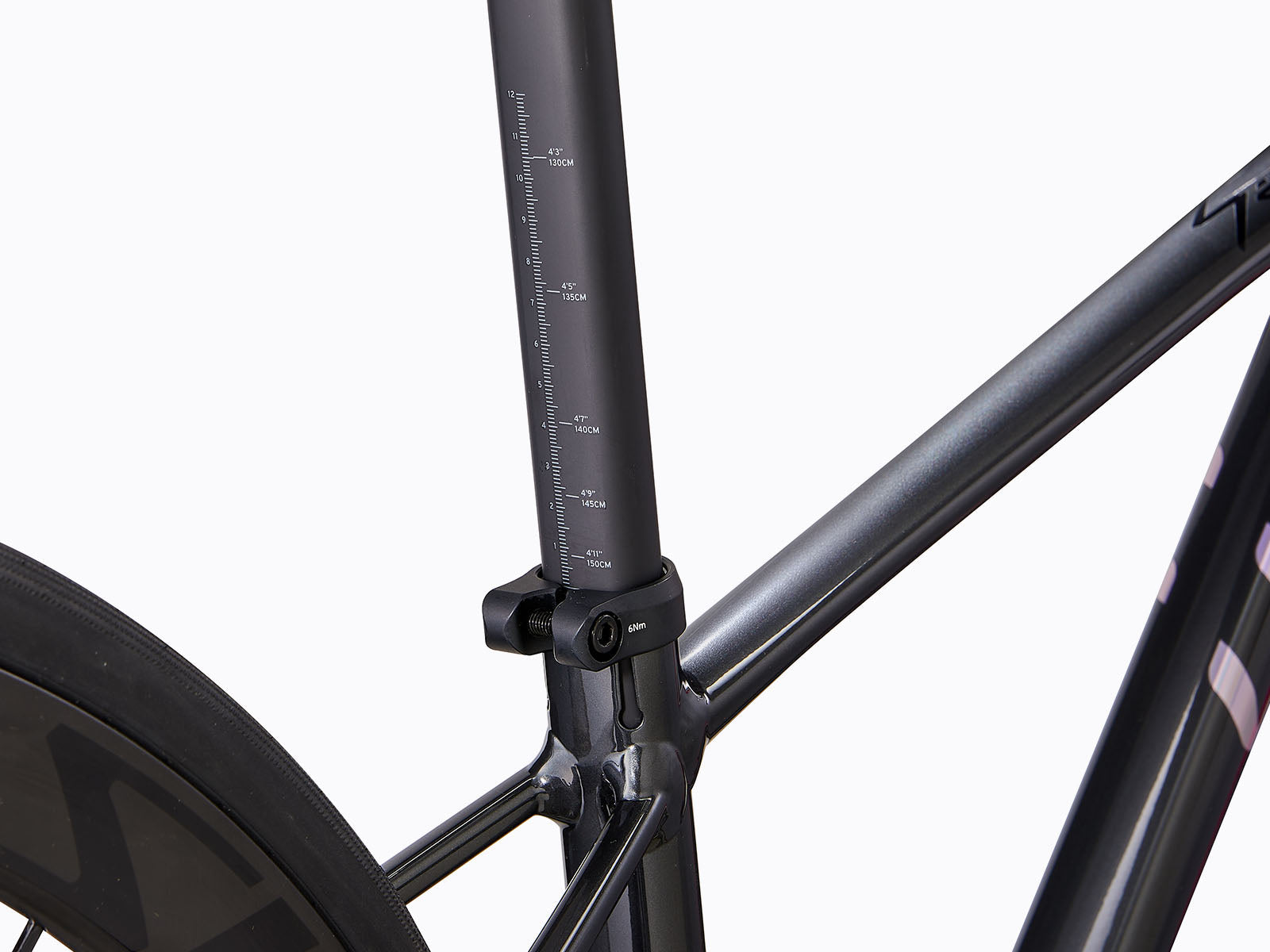 close up view of a bicycle's seat post.