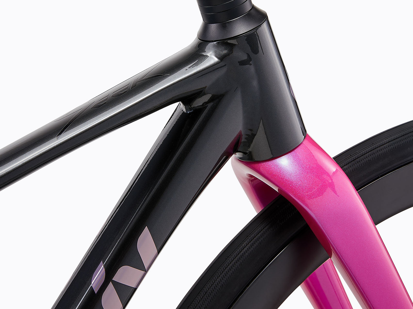 close up view of a bicycle's head tube.