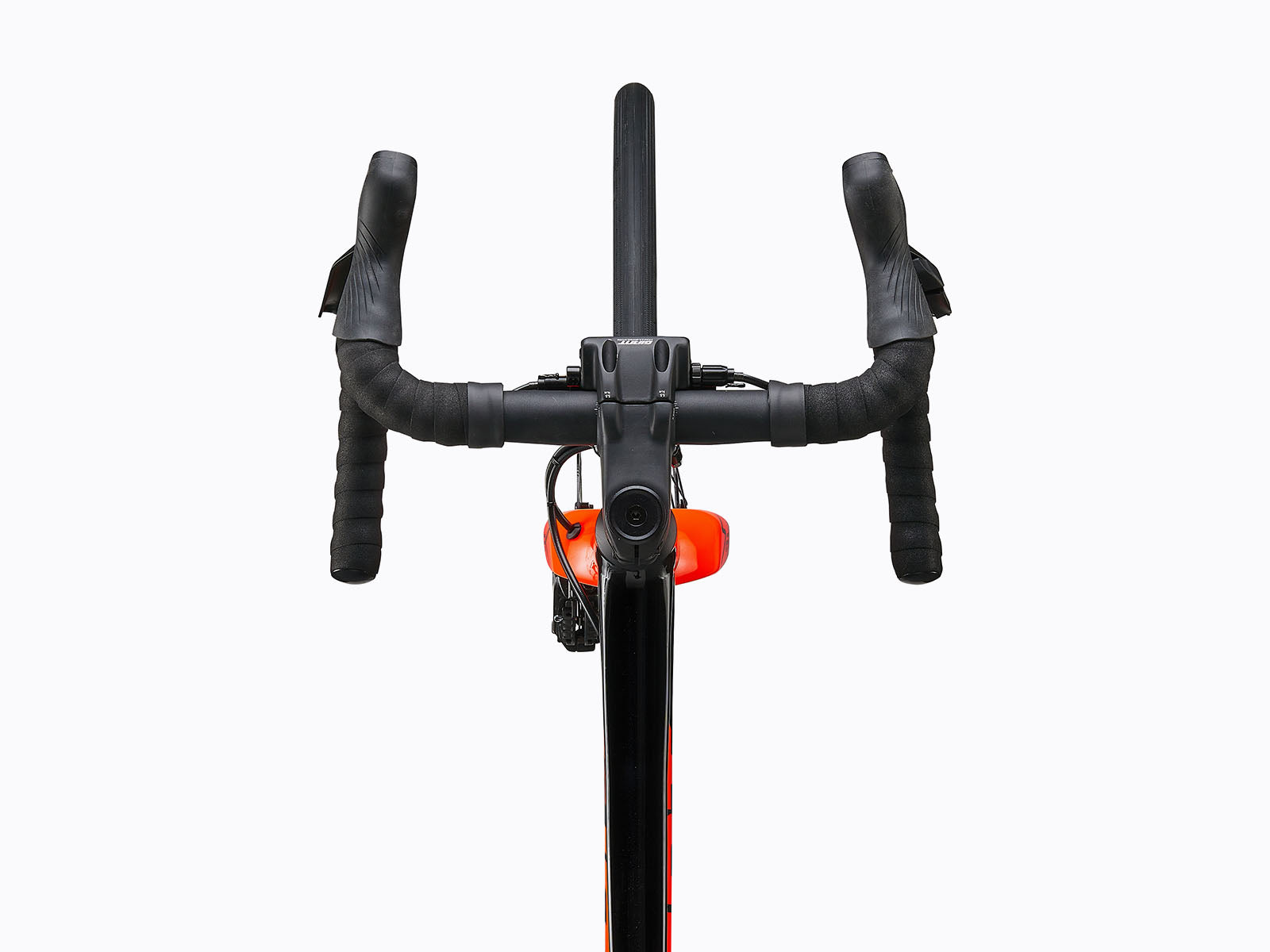 front view of a bicycle's stem and handlebars.