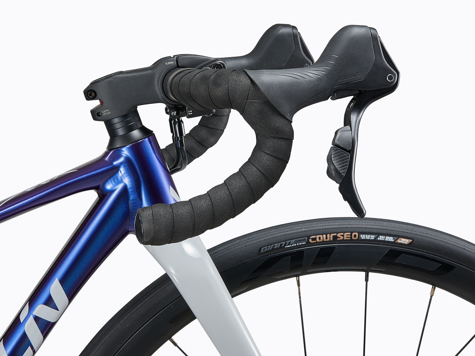 close up view of a bicycle's head tube.
